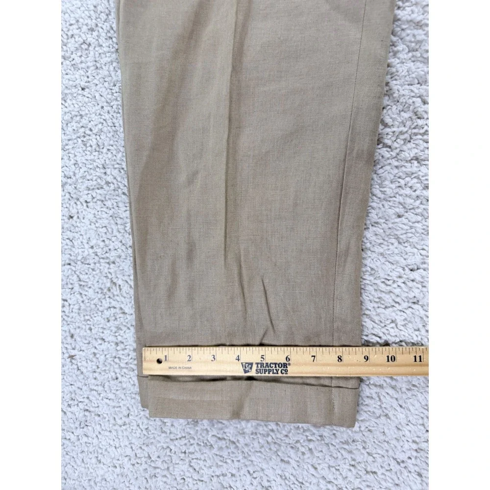 Brooks Brothers Linen Trousers Mens 33x32 Khaki Pleated Cuffed 346 Dress Pants